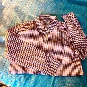 Mens LL Bean purple and white button down dress shirt. 16.5x35 slim fit. Nice!